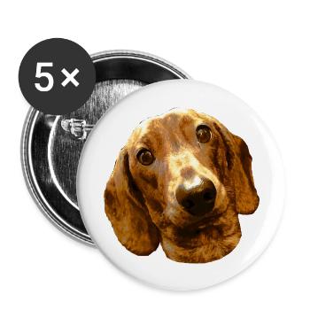 DACKEL - Buttons groß 56 mm (5er Pack) - Weiß - Vorne