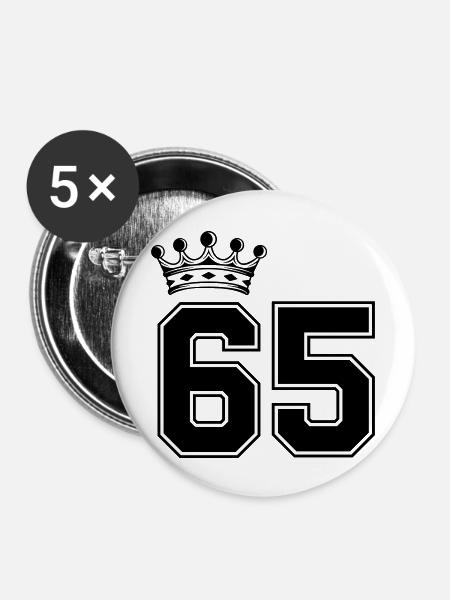 65 krone - Buttons groß 56 mm (5er Pack) - Weiß