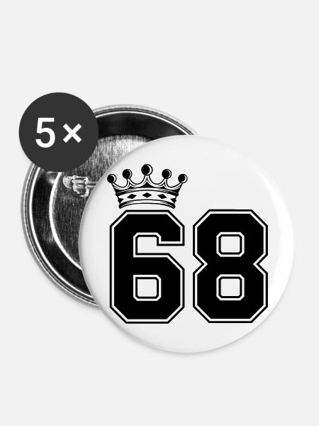 68 krone - Buttons groß 56 mm (5er Pack) - Weiß