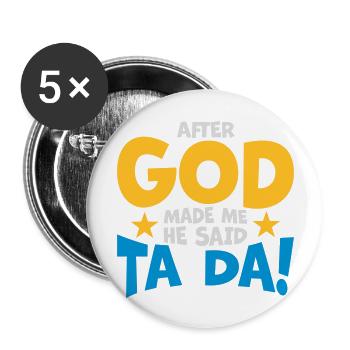 after god made me - Buttons large 2.2''/56 mm (5-pack) - white - Front