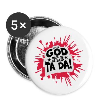 after god made me - Buttons large 2.2''/56 mm (5-pack) - white - Front