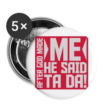 after god made me - Buttons large 2.2''/56 mm (5-pack) - white - Front