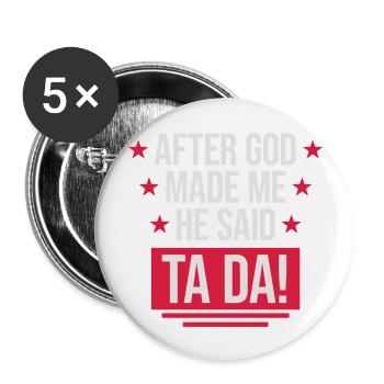 after god made me - Buttons large 2.2''/56 mm (5-pack) - white - Front