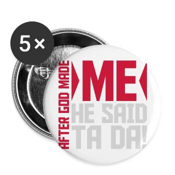 after god made me - Buttons large 2.2''/56 mm (5-pack) - white - Front