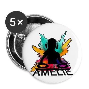 Amelie picto fractal 3 - Lot de 5 grands badges (56 mm) - blanc - Devant
