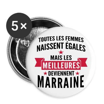 les meilleures sont marraine / cadeau marraine - Lot de 5 grands badges (56 mm) - blanc - Devant