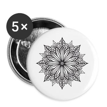 Mandala - Lot de 5 grands badges (56 mm) - blanc - Devant