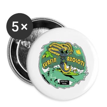 Sun, beach and axolotl - Buttons large 2.2''/56 mm (5-pack) - white - Front