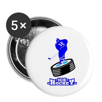 Hockey sur glace - Lot de 5 grands badges (56 mm) - blanc - Devant