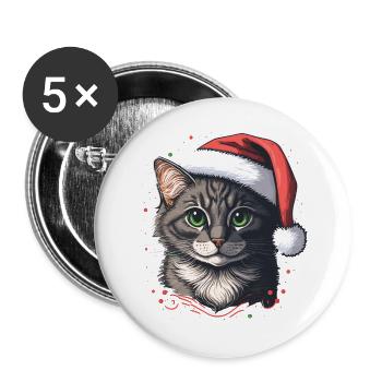 Belle illustration de chaton de l’Avent pour tous les chatons - Lot de 5 grands badges (56 mm) - blanc - Devant