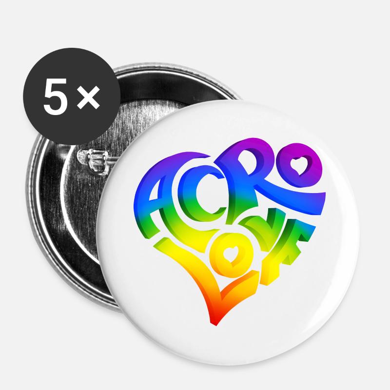 Liebe Acro 3D Regenbogen von Realtai - Buttons groß 56 mm (5er Pack) - Weiß