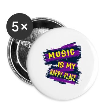 Musik ist mein Lieblingsplatz - Buttons groß 56 mm (5er Pack) - Weiß - Vorne