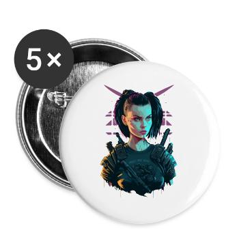 Wunderschöne Punk-Frauen für Gaming-Liebhaber - Buttons groß 56 mm (5er Pack) - Weiß - Vorne