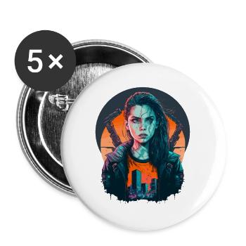 Wunderbares Gemälde eines schönen Cyber-Girls - Buttons groß 56 mm (5er Pack) - Weiß - Vorne