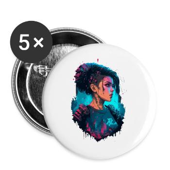 Gorgeous Futuristic Women For Gaming Fans - Buttons large 2.2''/56 mm (5-pack) - white - Front