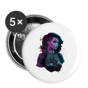 Design époustouflant d’une belle fille futuriste - Lot de 5 grands badges (56 mm) - blanc - Devant