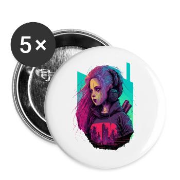 Erstaunliches Design einer atemberaubenden Frau - Buttons groß 56 mm (5er Pack) - Weiß - Vorne