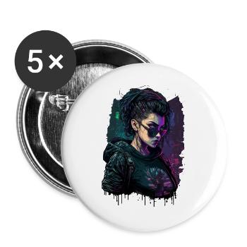 Gamer Woman auf Action Experience Art. in einem Gamer - Buttons groß 56 mm (5er Pack) - Weiß - Vorne