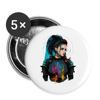 Atemberaubendes Gemälde einer wunderschönen Punk-Frau - Buttons groß 56 mm (5er Pack) - Weiß - Vorne