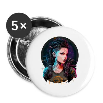 Breathtaking Punk Women das einfache Geschenk für Gamer - Buttons groß 56 mm (5er Pack) - Weiß - Vorne