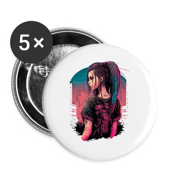 Atemberaubendes futuristisches Mädchen der perfekte Geburtstag - Buttons groß 56 mm (5er Pack) - Weiß - Vorne