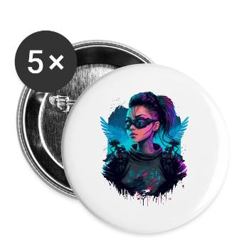 Belle science-fiction Dame le simple présent - Lot de 5 grands badges (56 mm) - blanc - Devant