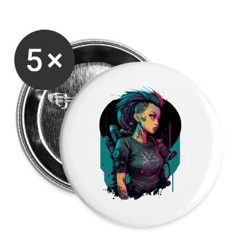 Erstaunlich aussehende futuristische Dame die fabelhafte - Buttons groß 56 mm (5er Pack) - Weiß - Vorne