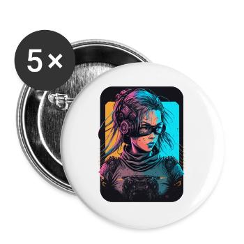 Futuristic Girl das ausgezeichnete Geburtstagsgeschenk für - Buttons groß 56 mm (5er Pack) - Weiß - Vorne
