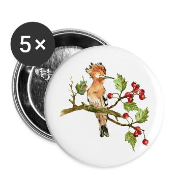 Bunter Vogel - Buttons groß 56 mm (5er Pack) - Weiß - Vorne