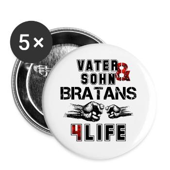 Vater und Sohn Bratans fürs Leben Geschenk - Buttons groß 56 mm (5er Pack) - Weiß - Vorne