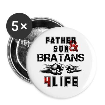 Le don de vie du père et du fils Bratan - Lot de 5 grands badges (56 mm) - blanc - Devant