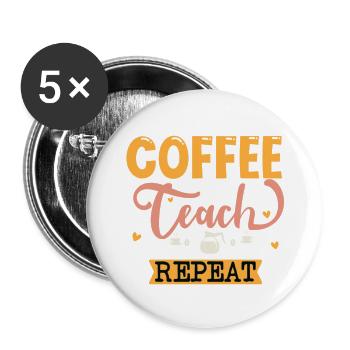 Coffee teach repeat - Buttons large 2.2''/56 mm (5-pack) - white - Front