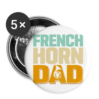 French Horn Dad Horn Player Hornist - Buttons large 2.2''/56 mm (5-pack) - white - Front