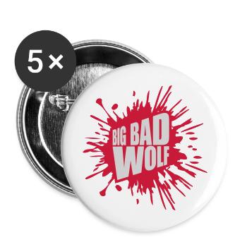 Citation du Grand Méchant Loup - Lot de 5 grands badges (56 mm) - blanc - Devant