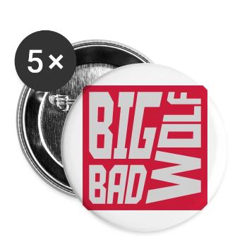 Citation du Grand Méchant Loup - Lot de 5 grands badges (56 mm) - blanc - Devant