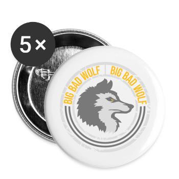 Citation du Grand Méchant Loup - Lot de 5 grands badges (56 mm) - blanc - Devant