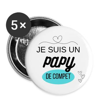 je suis un papi de compet - Lot de 5 grands badges (56 mm) - blanc - Devant
