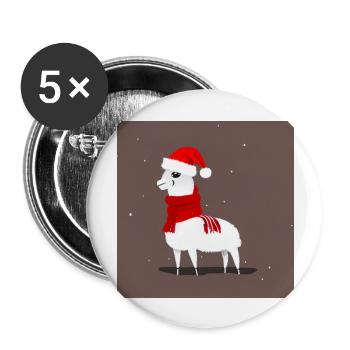 Llama Red-White Christmas Scarf 2 - Buttons large 2.2''/56 mm (5-pack) - white - Front