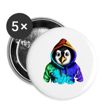 Pingouin surpris avec pull - Lot de 5 grands badges (56 mm) - blanc - Devant