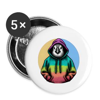 Pingouin classique avec pull - Lot de 5 grands badges (56 mm) - blanc - Devant