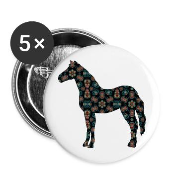 Pferd - Buttons groß 56 mm (5er Pack) - Weiß - Vorne