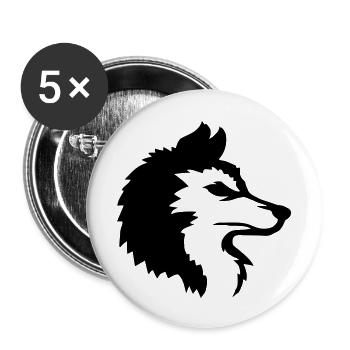 Alpha Wolf Cool Logo - Buttons groß 56 mm (5er Pack) - Weiß - Vorne