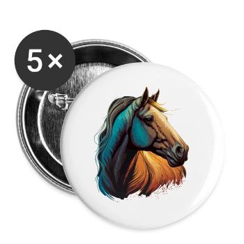 Kopf des Pferdes - Buttons groß 56 mm (5er Pack) - Weiß - Vorne