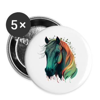 Beau cheval - Lot de 5 grands badges (56 mm) - blanc - Devant