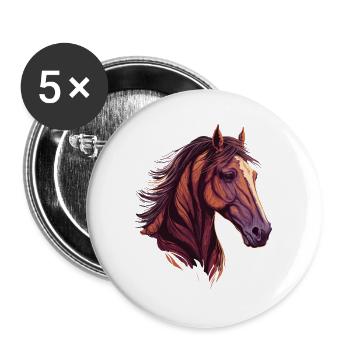 Schöner Pferdekopf - Buttons groß 56 mm (5er Pack) - Weiß - Vorne