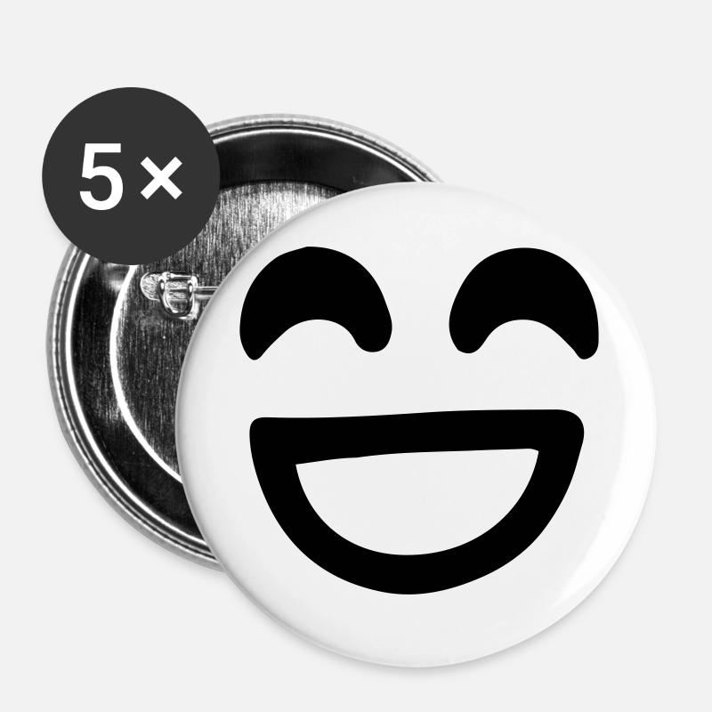 Smile Face Vector - Buttons large 2.2''/56 mm (5-pack) - white