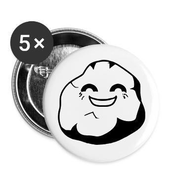 Stein mit Gesicht Lächeln Lachen Vektor - Buttons groß 56 mm (5er Pack) - Weiß - Vorne