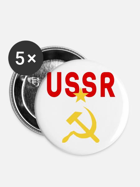 UdSSR Sozialistische Sowjetrepubliken Hammer und Sichel - Buttons groß 56 mm (5er Pack) - Weiß