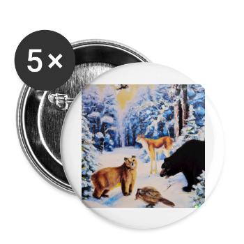 Waldtiere - Buttons groß 56 mm (5er Pack) - Weiß - Vorne