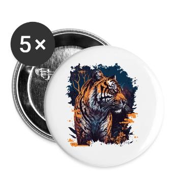 Tiger - Buttons groß 56 mm (5er Pack) - Weiß - Vorne